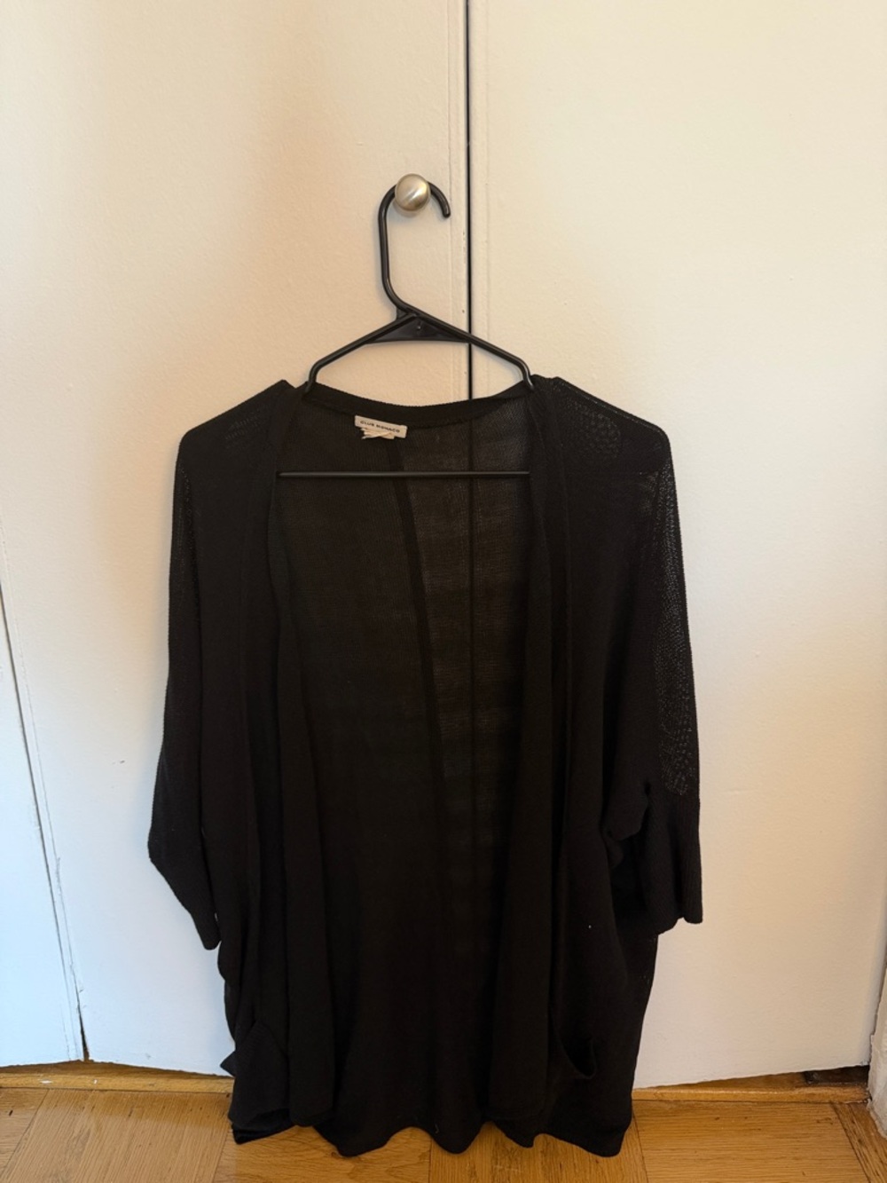 Club Monaco Black Open-Front Lightweight Cardigan
